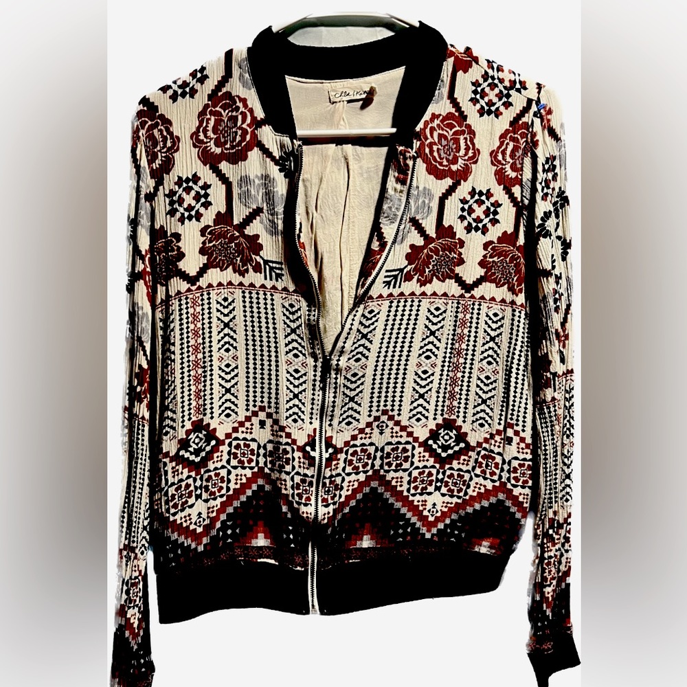 A floral print bomber jacket cropped so cute